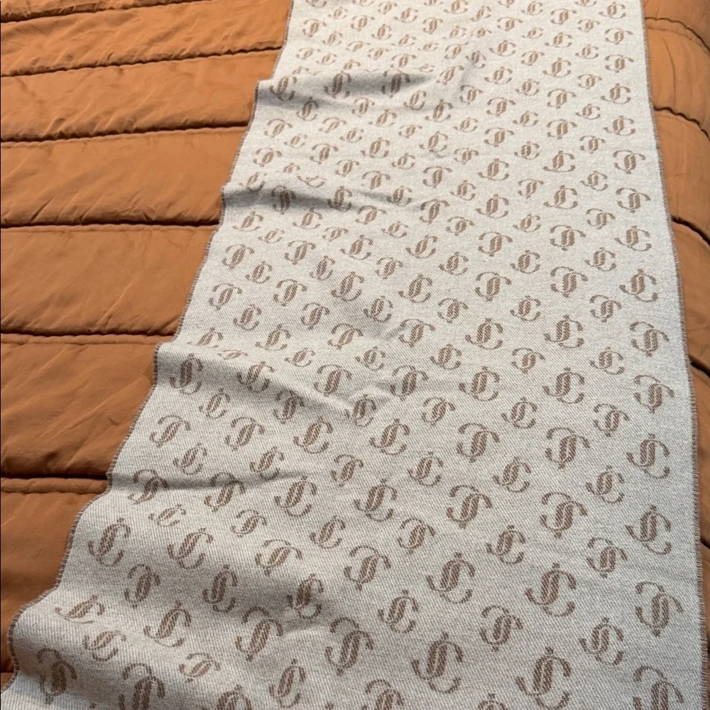 Jimmy Choo Taupe and White Scarf